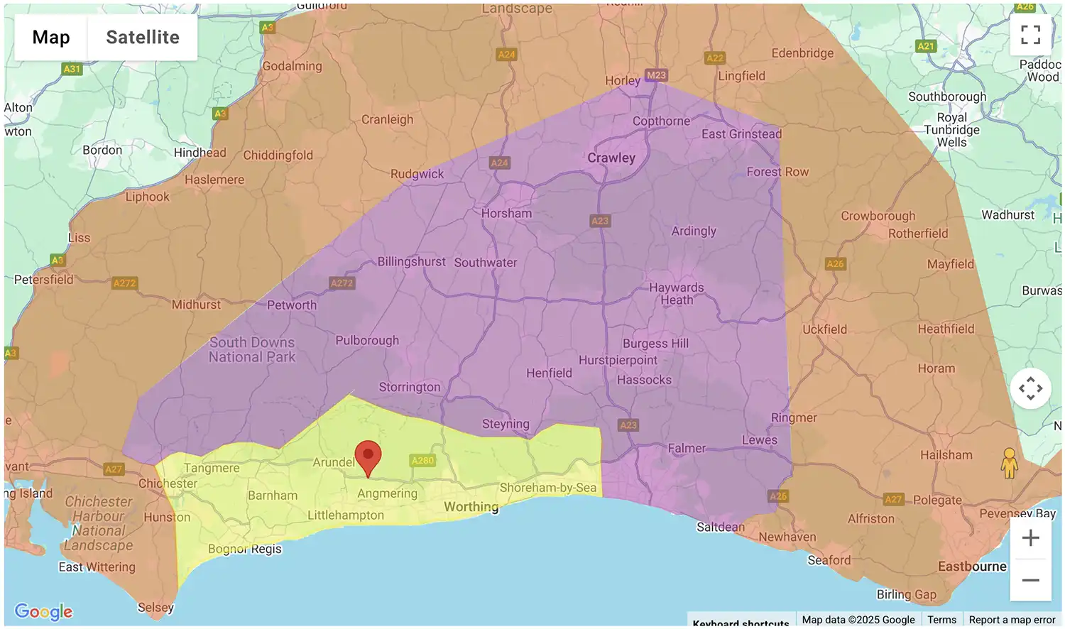 Gas Bottles Lancing delivery zone map - click to see on BBQ Gas Bottles